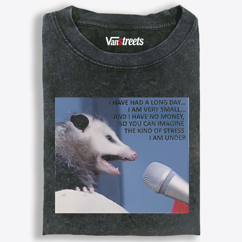Possum Stress Manifesto Retro Washed T-Shirt | 100% Cotton | Streetwear Essential