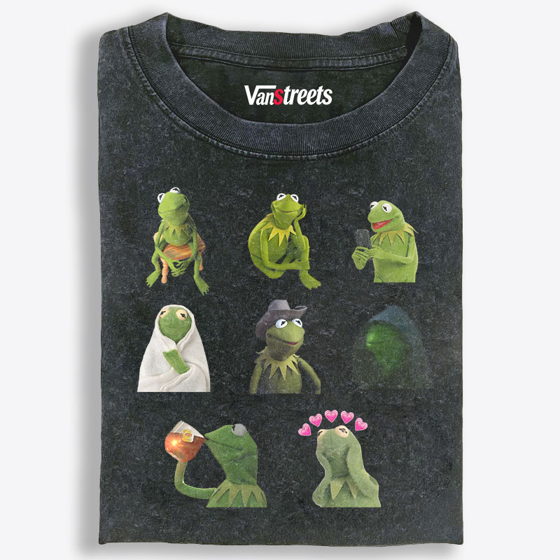 Kermit Moods Collection Retro Washed T-Shirt | 100% Cotton | Streetwear Essential