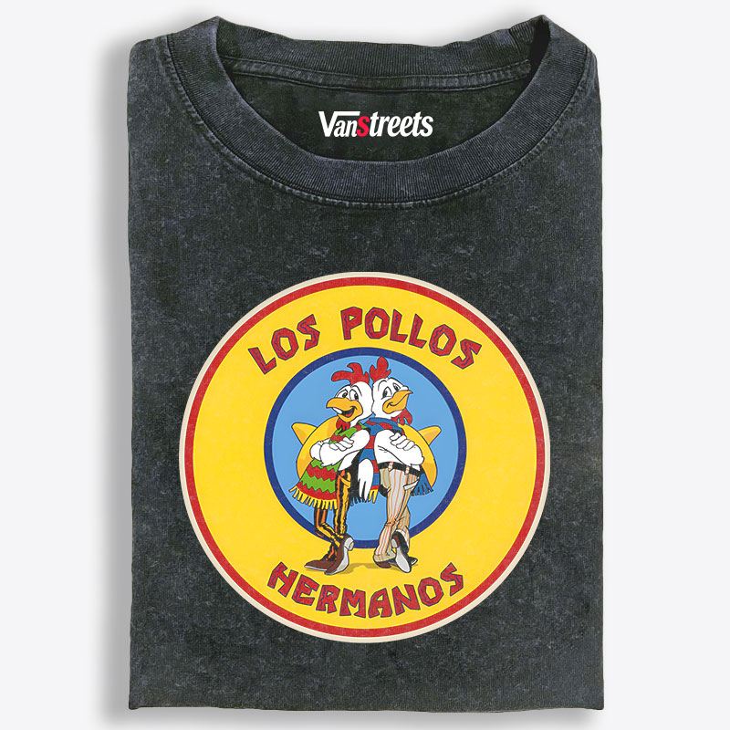 Los Pollos Hermanos Breaking Bad Retro Washed T-Shirt | 100% Cotton | Streetwear Essential