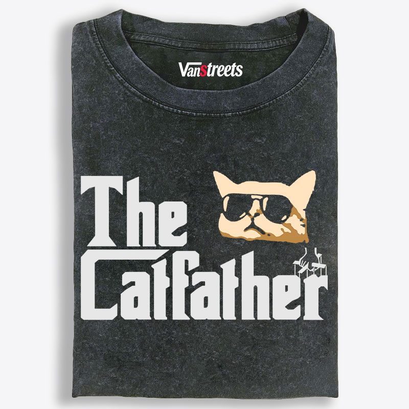 The Catfather Retro Washed T-Shirt | 100% Cotton | Streetwear Essential