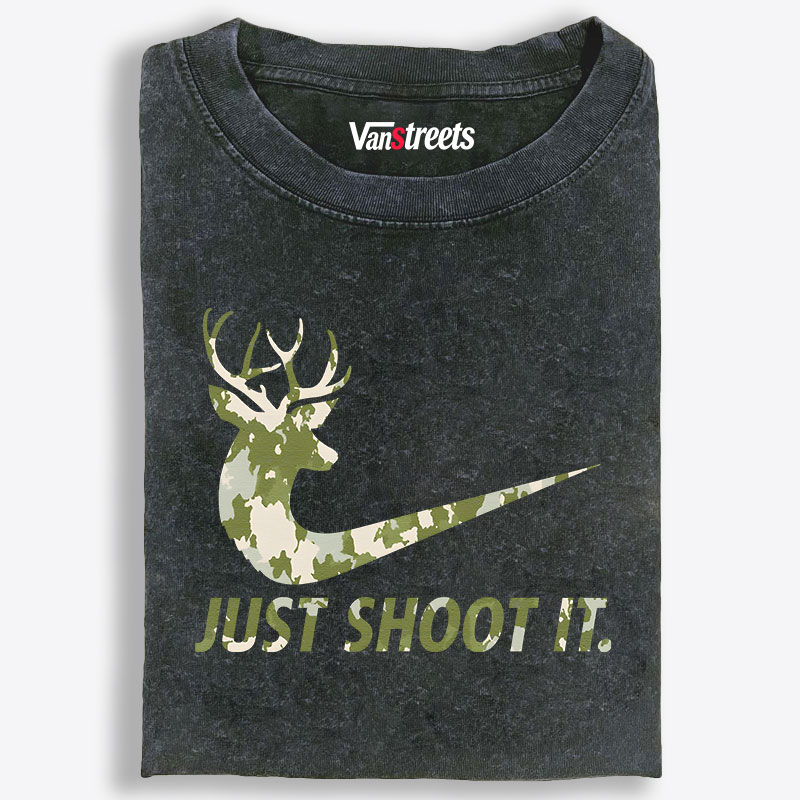 Just Shoot It Retro Washed T-Shirt | 100% Cotton | Streetwear Essential
