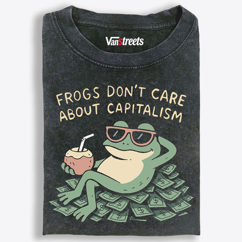 Frogs Don't Care About Capitalism Retro Washed T-Shirt | 100% Cotton | Streetwear Essential