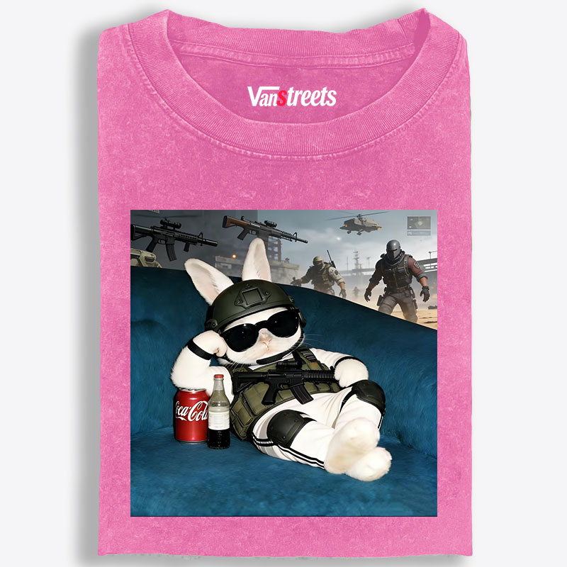 Tactical Rabbit CSGO Meme Retro Washed T-Shirt | 100% Cotton | Streetwear Essential