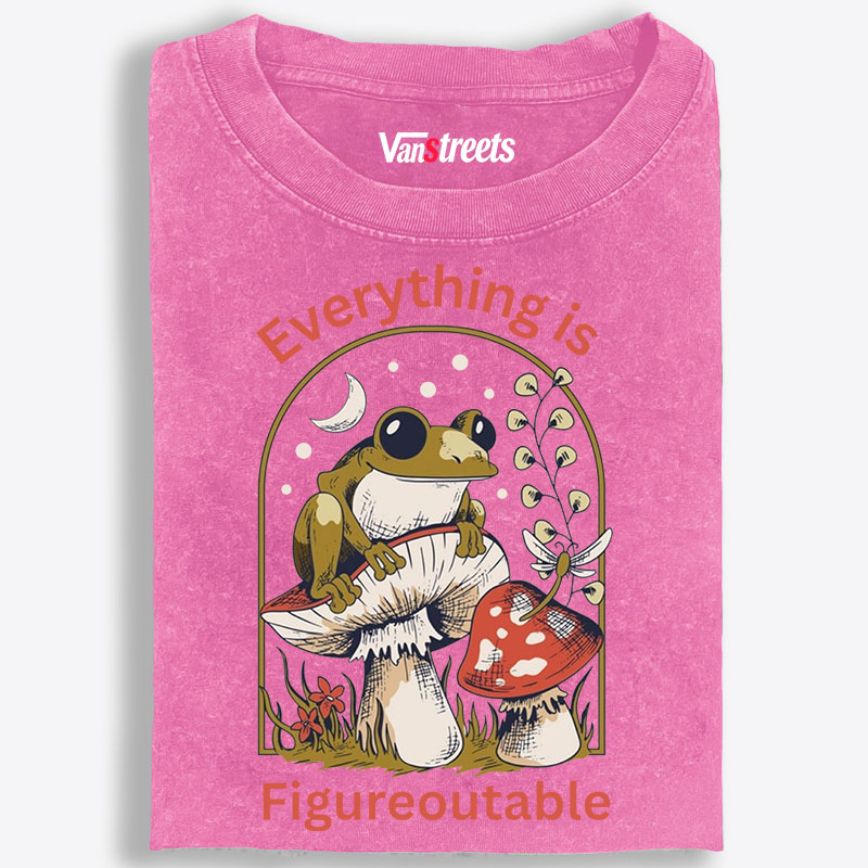 Everything Is Figureoutable Frog Retro Washed T-Shirt | 100% Cotton | Streetwear Essential