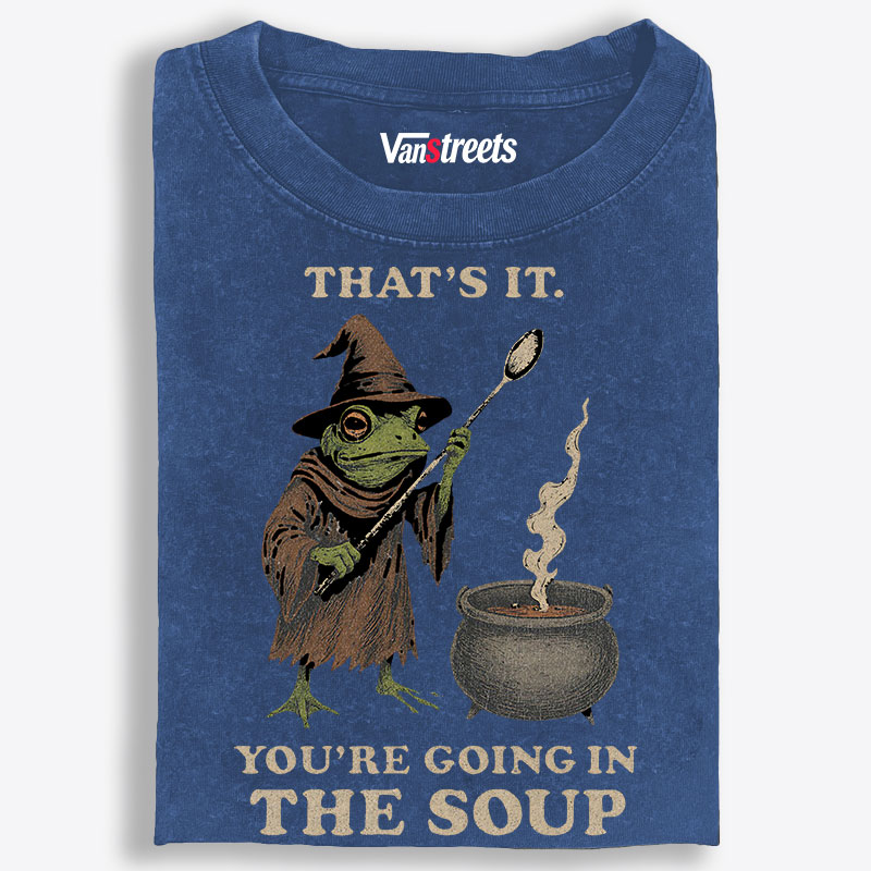 Witchy Frog Soup Threat Retro Washed T-Shirt | 100% Cotton | Streetwear Essential