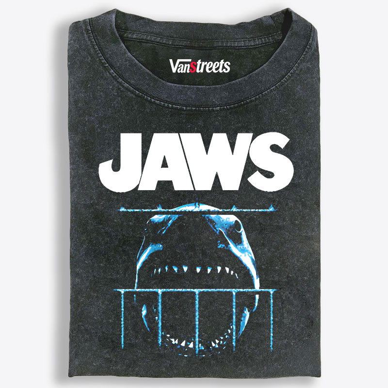 JAWS Shark Cage Retro Washed T-Shirt | 100% Cotton | Streetwear Essential
