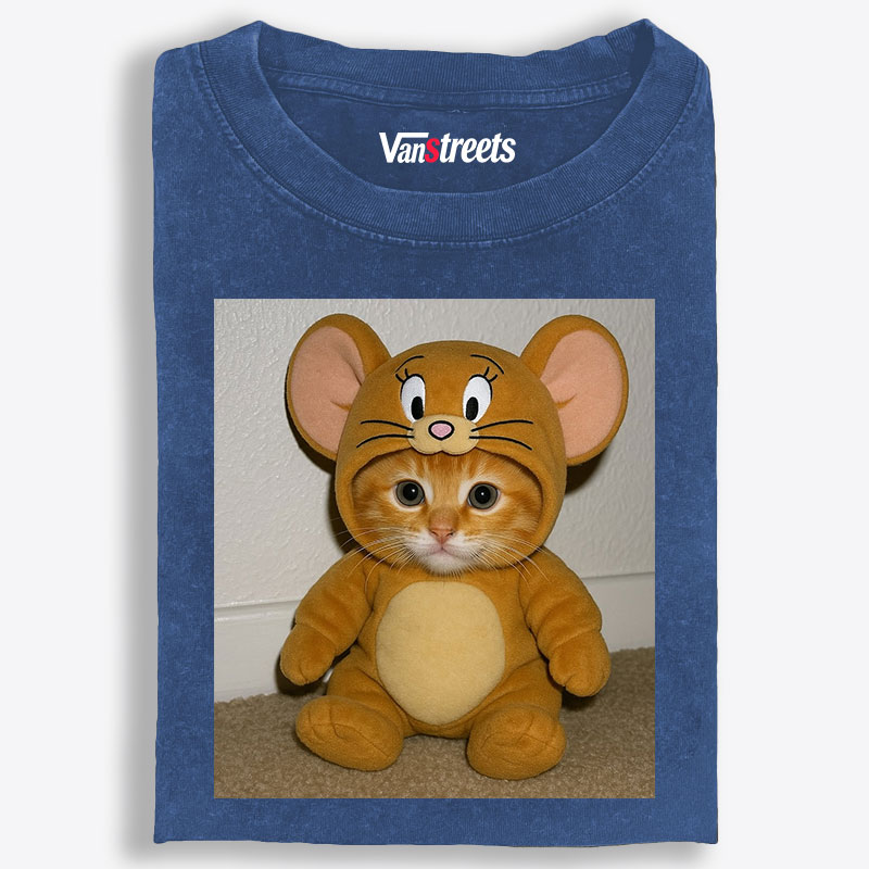 Cat Cosplay Jerry Funny Retro Washed T-Shirt | 100% Cotton | Streetwear Essential