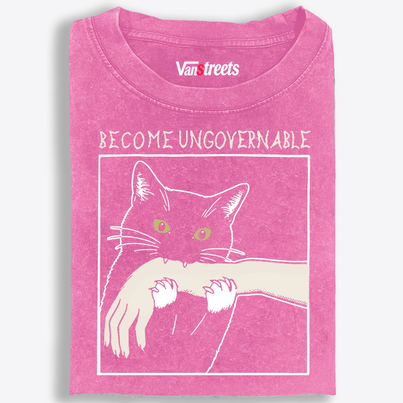 Cat Retro Washed T-Shirt | 100% Cotton | Streetwear Essential