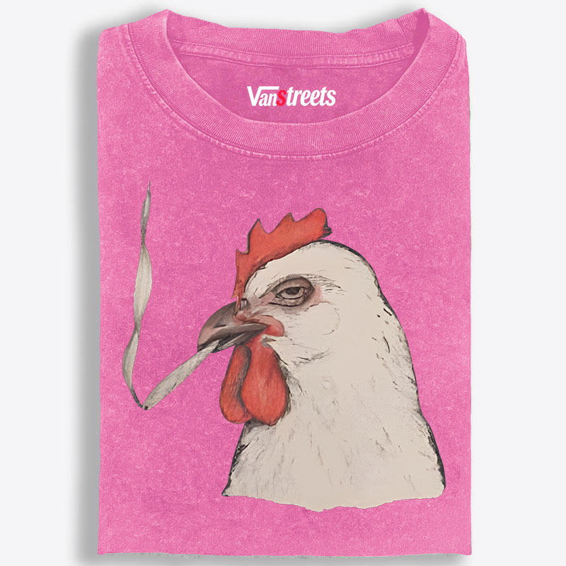 Fried Chicken Last Cigarette Retro Washed T-Shirt | 100% Cotton | Streetwear Essential