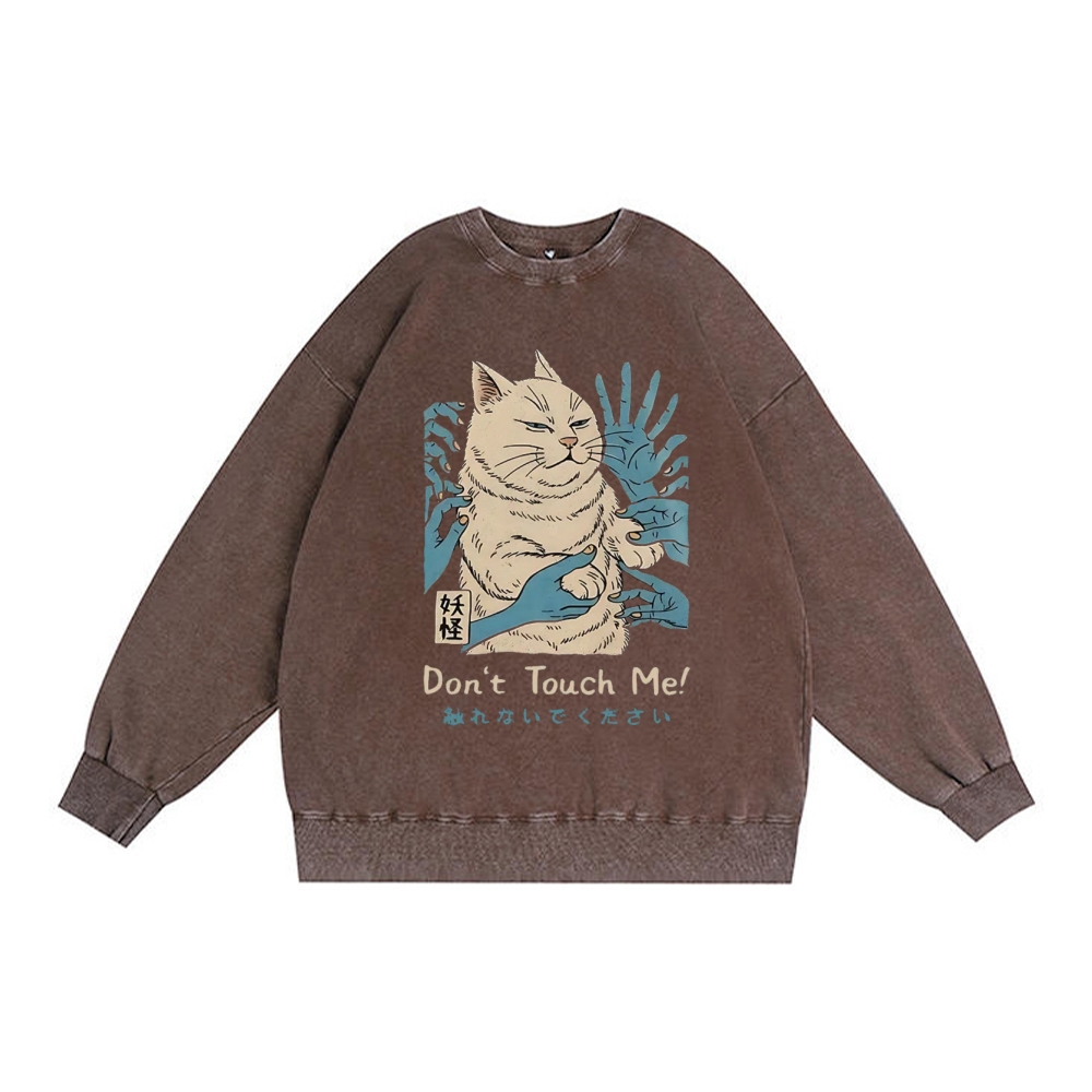 Personal Space Please - Grumpy Cat Retro Premium Washed Cotton Crewneck Sweatshirt