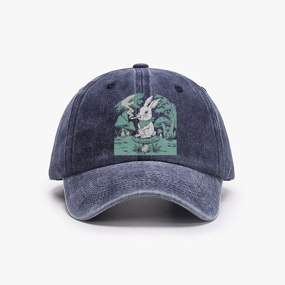 Bunny Feeling Dope Rabbit Retro Washed Baseball Cap