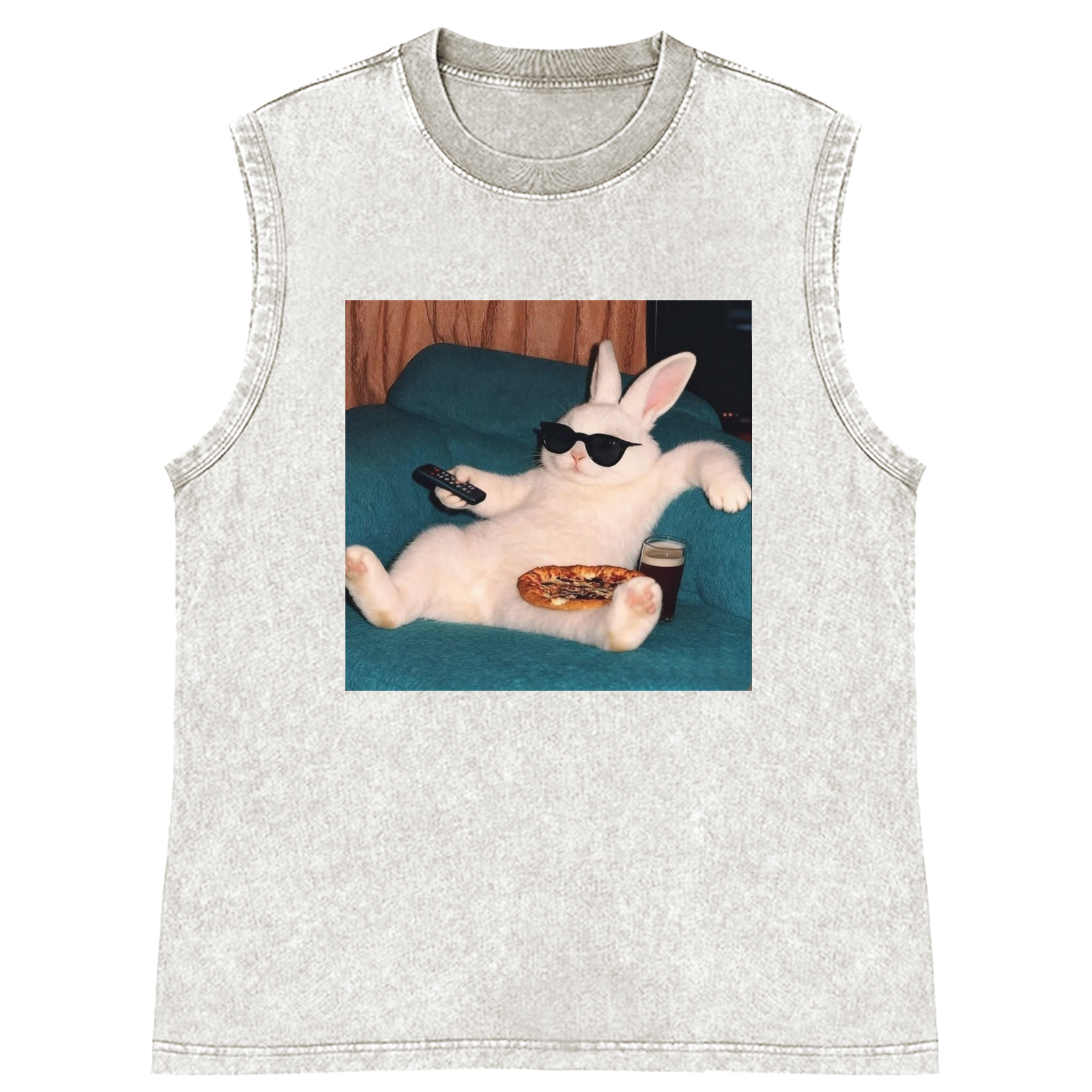 Couch Potato Bunny Retro Washed Tank Top