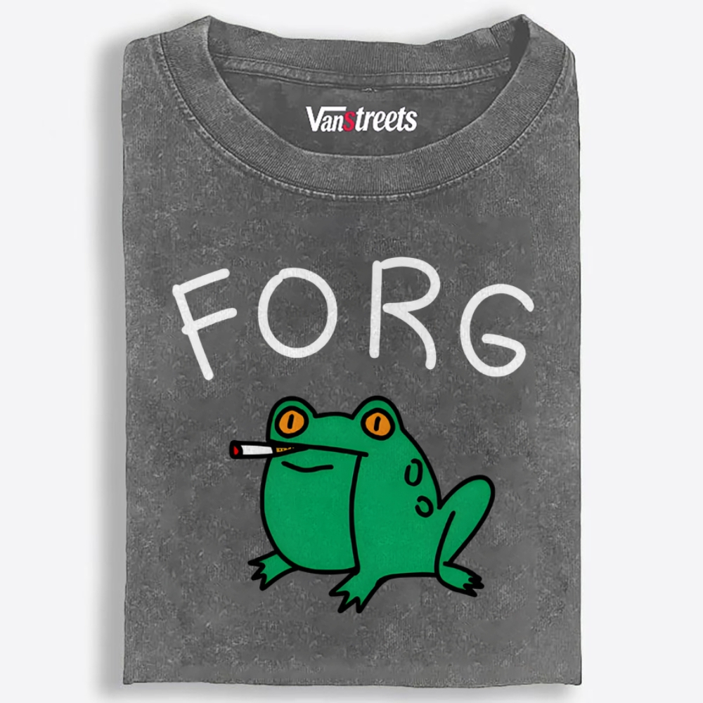 Smoking Frog Retro Washed T-Shirt | 100% Cotton | Streetwear Essential