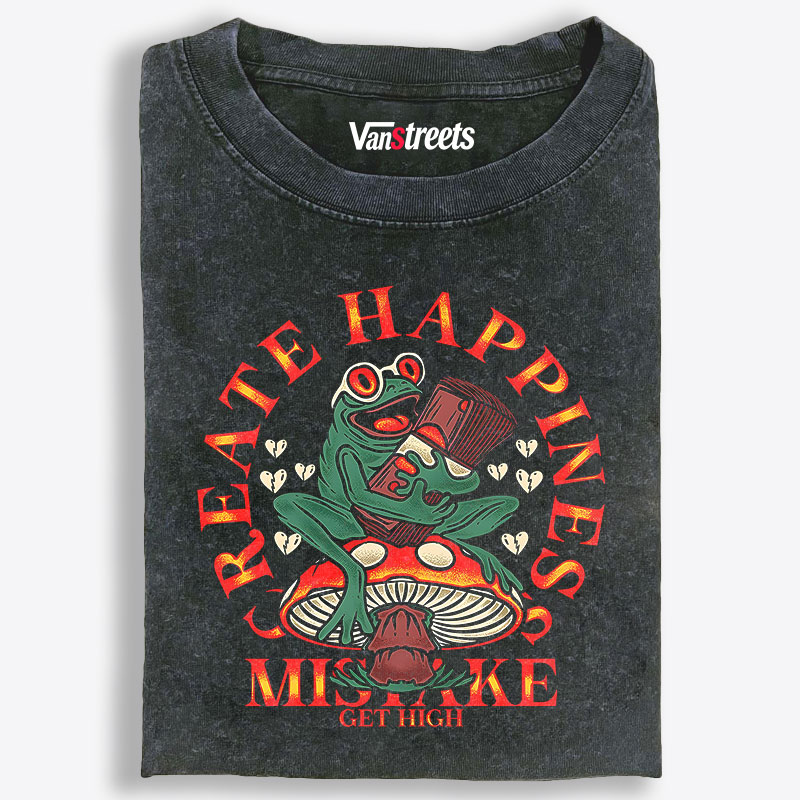 Create Happiness Retro Washed T-Shirt | 100% Cotton | Streetwear Essential
