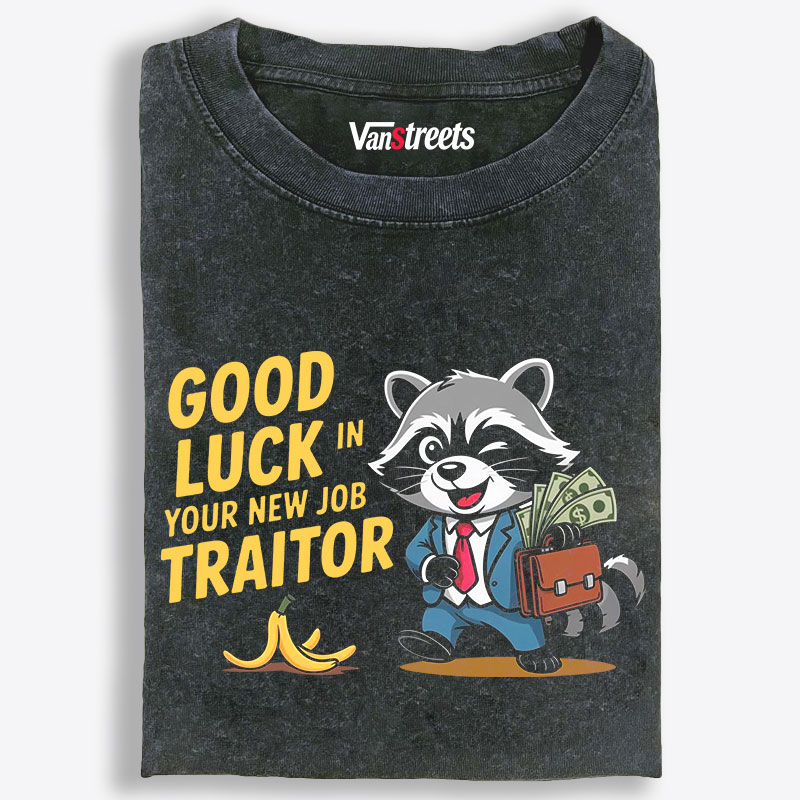 Good Luck Traitor Raccoon Retro Washed T-Shirt | 100% Cotton | Streetwear Essential