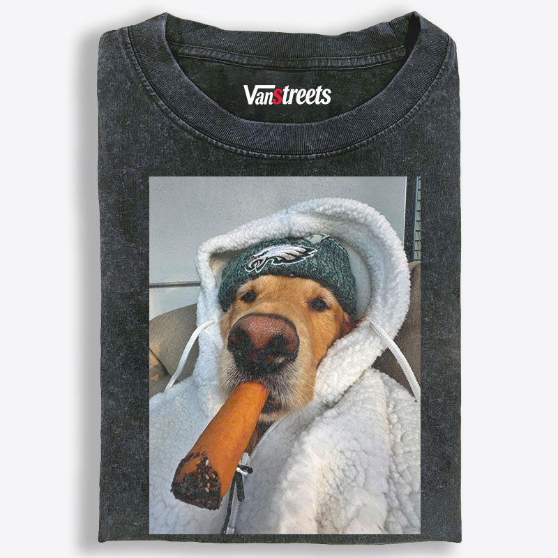 Golden Retriever Cigar Retro Washed T-Shirt | 100% Cotton | Streetwear Essential