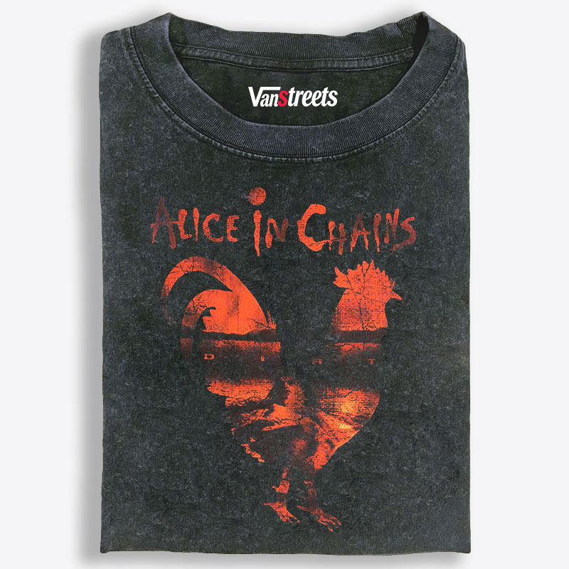 Alice in Chains Rooster Logo Retro Washed T-Shirt | 100% Cotton | Streetwear Essential