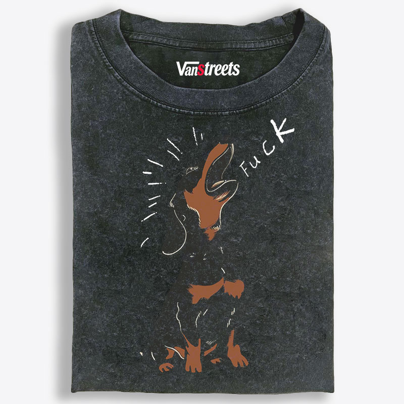 Dachshund "Fuck" Scream Funny Retro Washed T-Shirt | 100% Cotton | Streetwear Essential