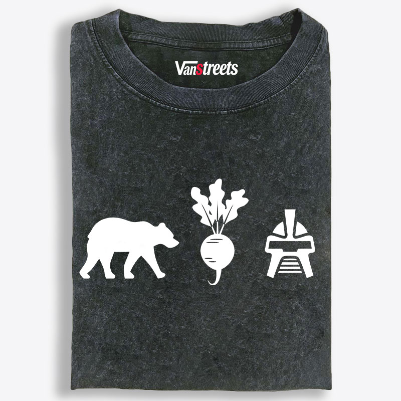 Bear Radish Helmet Meme Retro Washed T-Shirt | 100% Cotton | Streetwear Essential