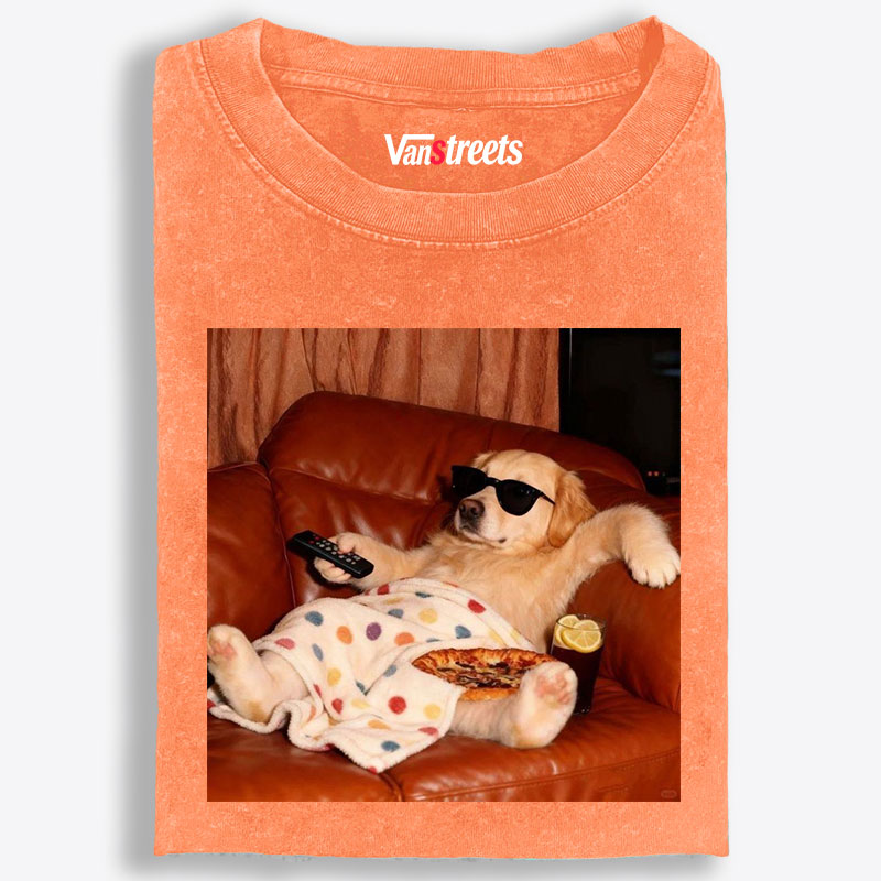Golden Retriever Relaxing On Couch Retro Washed T-Shirt | 100% Cotton | Streetwear Essential