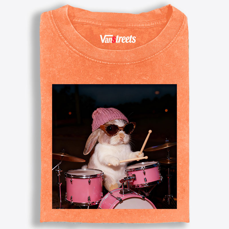 Bunny Rockin’ Bunny Retro Washed T-Shirt | 100% Cotton | Streetwear Essential