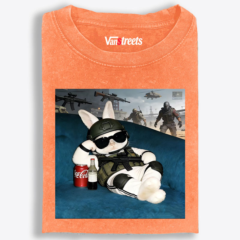 Tactical Rabbit CSGO Meme Retro Washed T-Shirt | 100% Cotton | Streetwear Essential