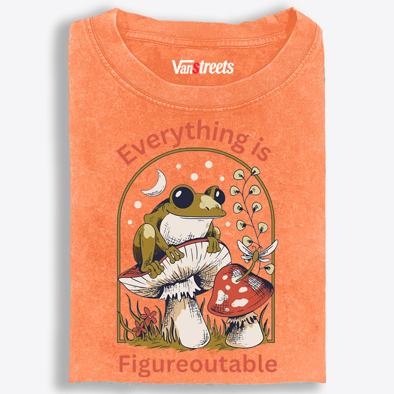 Everything Is Figureoutable Frog Retro Washed T-Shirt | 100% Cotton | Streetwear Essential