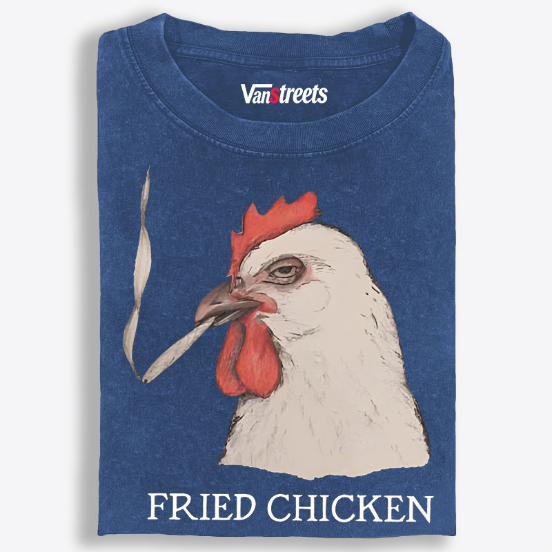 Fried Chicken Last Cigarette Retro Washed T-Shirt | 100% Cotton | Streetwear Essential