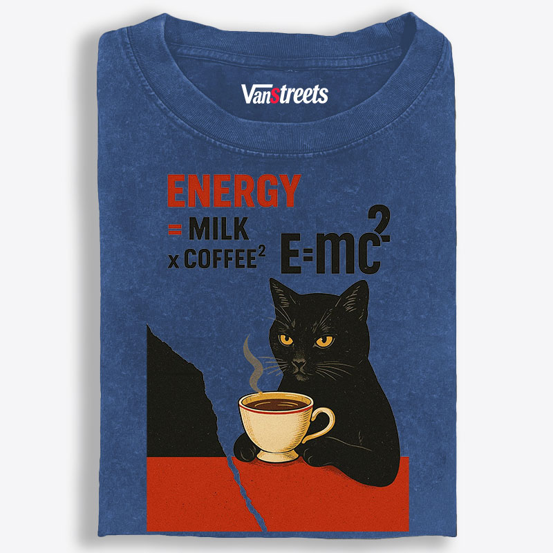 Energy = Milk × Coffee² Retro Washed T-Shirt | 100% Cotton | Streetwear Essential