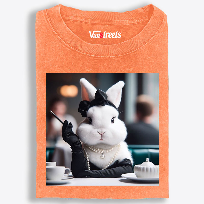 Pearl Bunny · Tea Break Retro Washed T-Shirt | 100% Cotton | Streetwear Essential