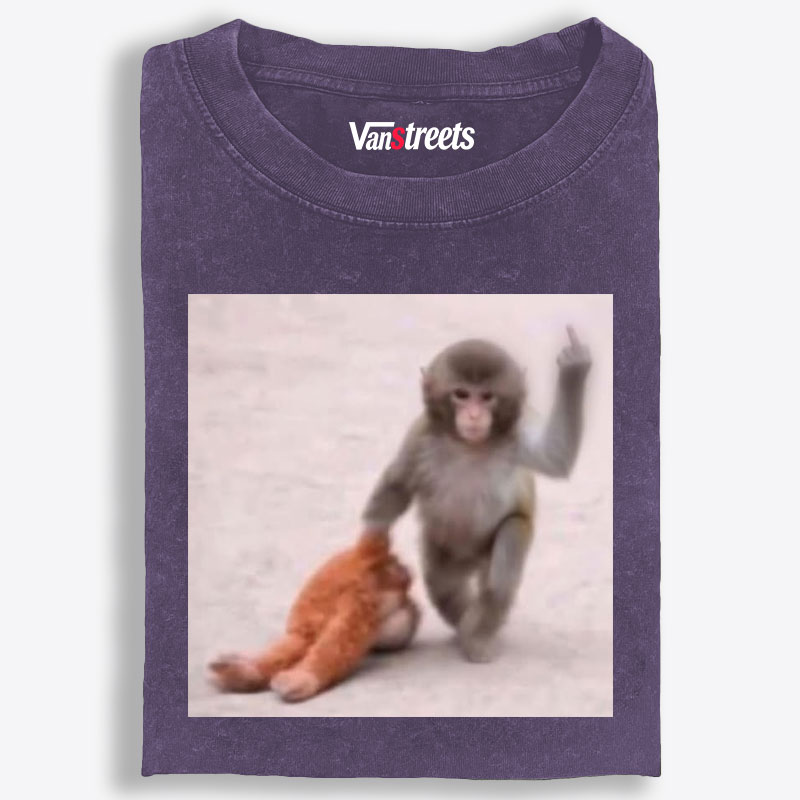 Punch-kun Monkey Meme Graphic Retro Washed T-Shirt | 100% Cotton | Streetwear Essential