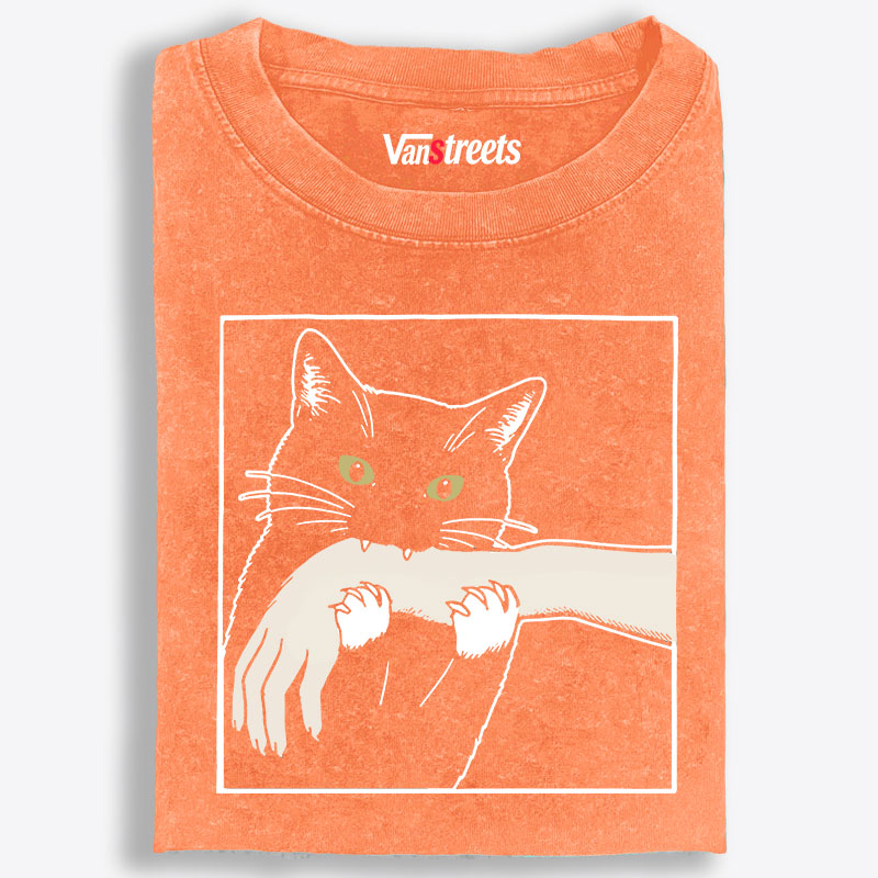 Cat Retro Washed T-Shirt | 100% Cotton | Streetwear Essential