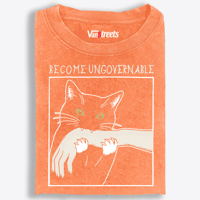 Cat Retro Washed T-Shirt | 100% Cotton | Streetwear Essential