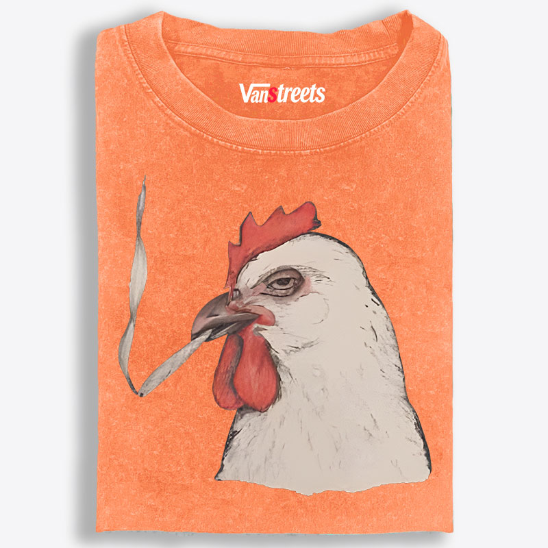 Fried Chicken Last Cigarette Retro Washed T-Shirt | 100% Cotton | Streetwear Essential