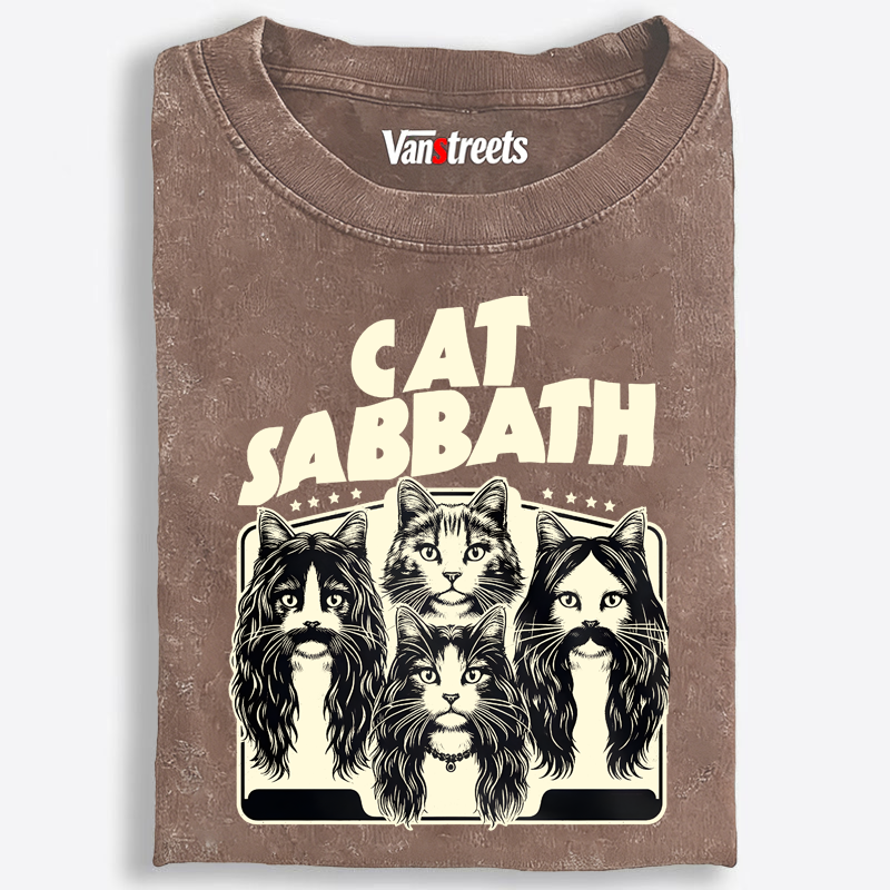 Cat Sabbath (Band Portrait) Retro Washed T-Shirt | 100% Cotton | Streetwear Essential