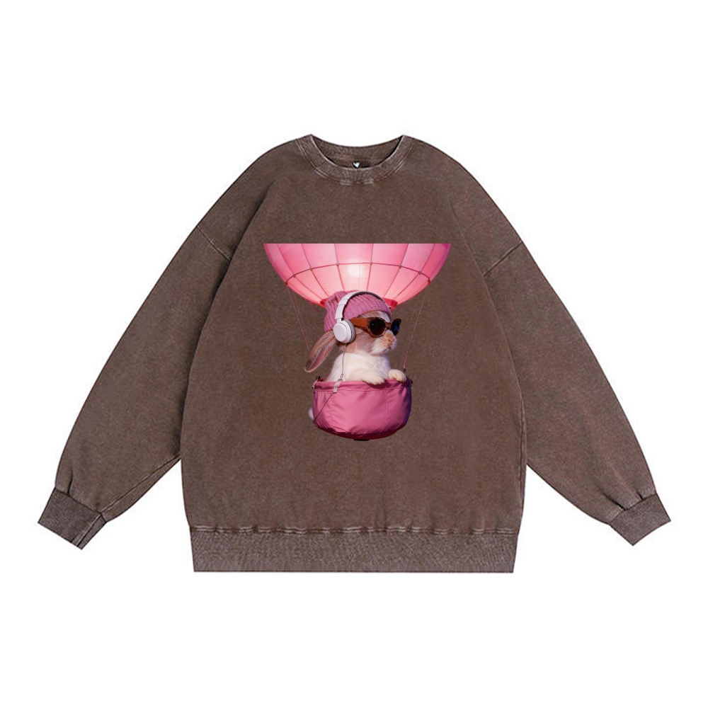 Bunny The Rabbit Retro Premium Washed Cotton Crewneck Sweatshirt