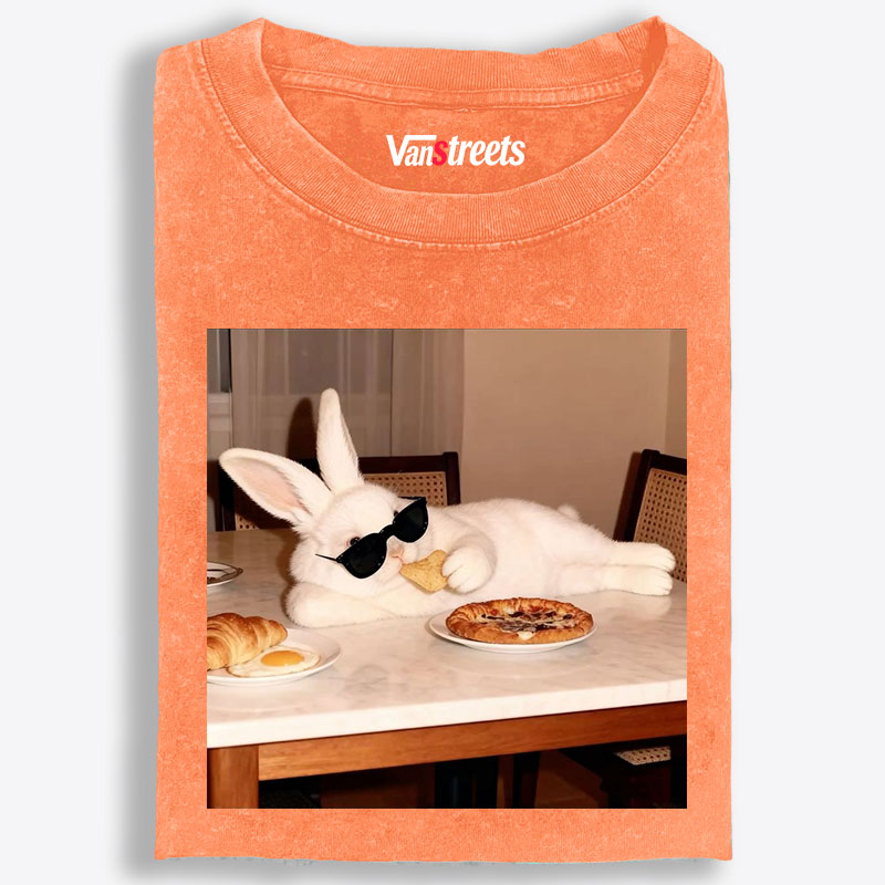 Bunny Boss · Brunch Mode Retro Washed T-Shirt | 100% Cotton | Streetwear Essential