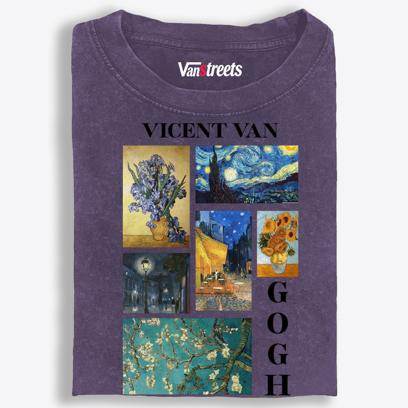 Van Gogh Masterpieces Collage Graphic Washed T-Shirt | 100% Cotton | Streetwear Essential