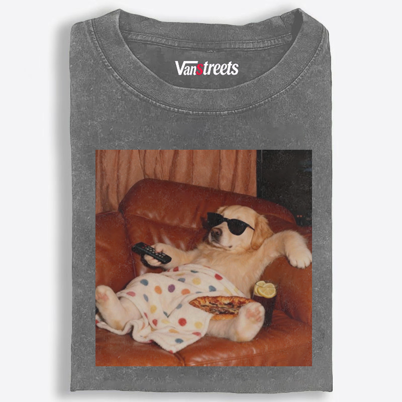 Golden Retriever Relaxing On Couch Retro Washed T-Shirt | 100% Cotton | Streetwear Essential
