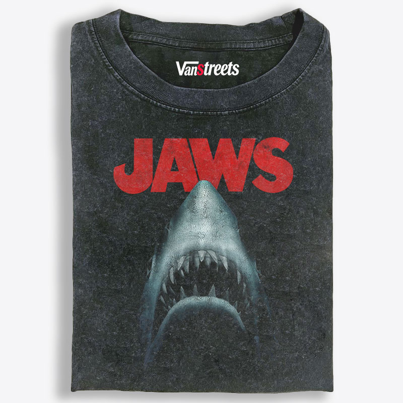 JAWS Shark Retro Washed T-Shirt | 100% Cotton | Streetwear Essential