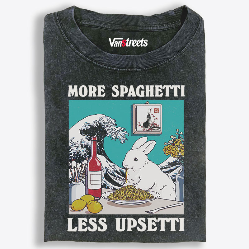 More Spaghetti Less Upsetti Bunny Retro Washed T-Shirt | 100% Cotton | Streetwear Essential