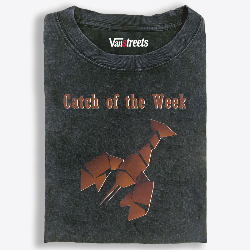 Catch of the Week Geometric Lobster Retro Washed T-Shirt | 100% Cotton | Streetwear Essential