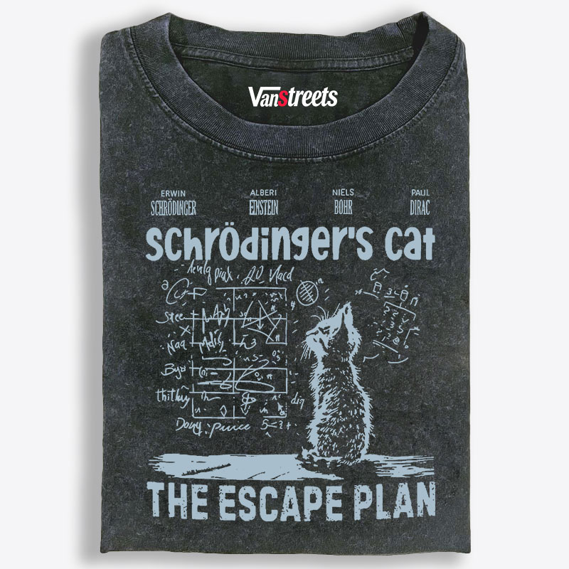 Schrödinger's Cat "The Escape Plan" Retro Washed T-Shirt | 100% Cotton | Streetwear Essential