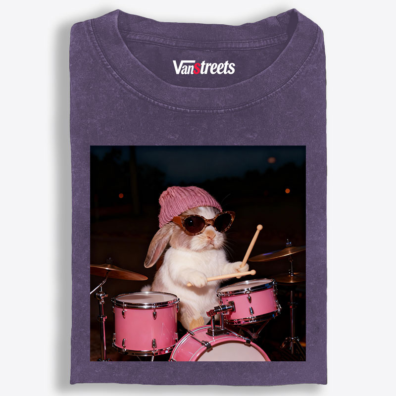Bunny Rockin’ Bunny Retro Washed T-Shirt | 100% Cotton | Streetwear Essential
