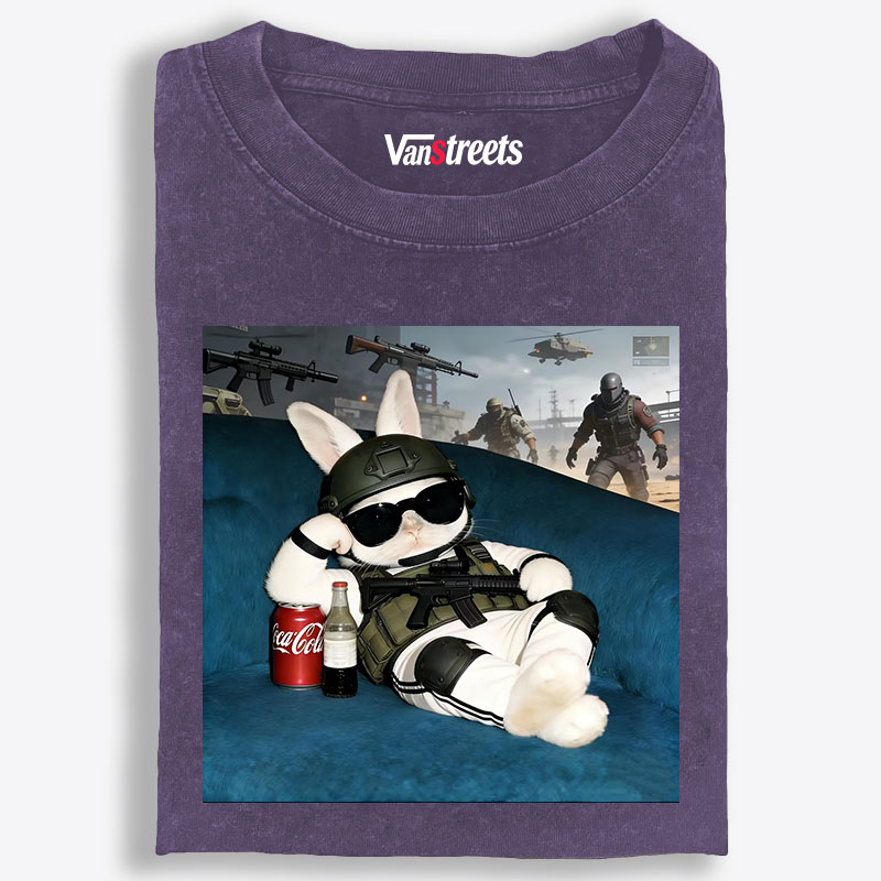 Tactical Rabbit CSGO Meme Retro Washed T-Shirt | 100% Cotton | Streetwear Essential