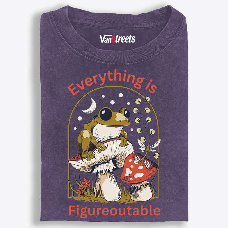 Everything Is Figureoutable Frog Retro Washed T-Shirt | 100% Cotton | Streetwear Essential