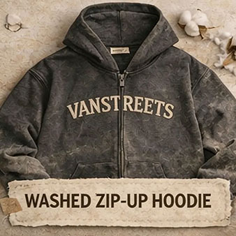 Washed Zip-Up Hoodie
