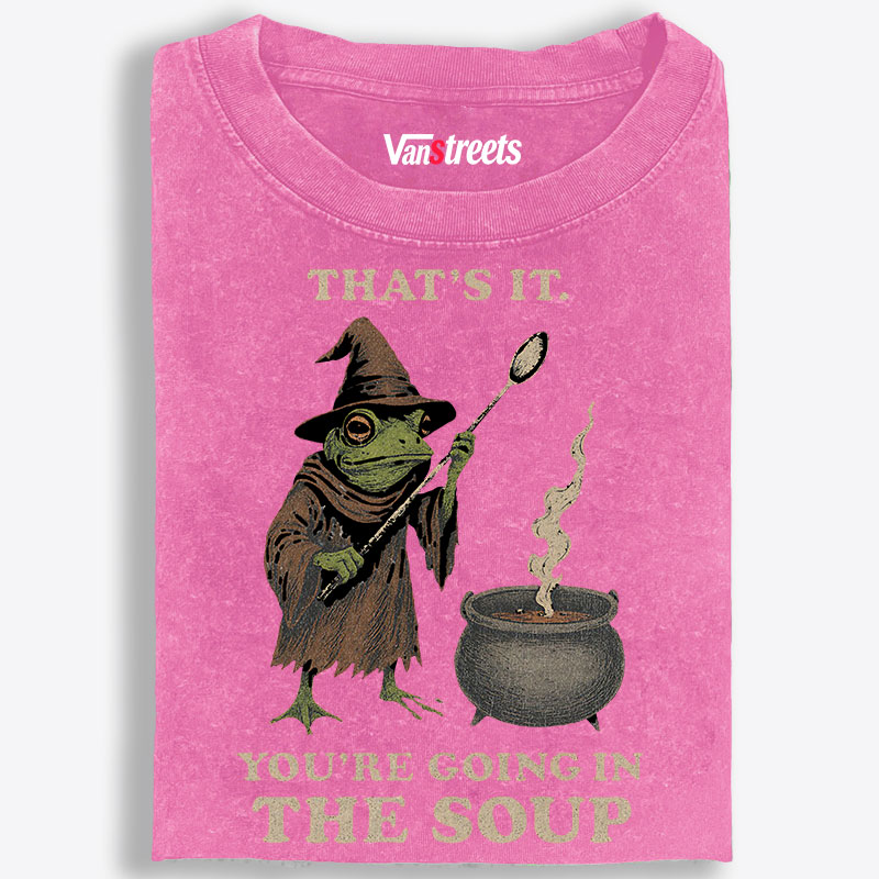 Witchy Frog Soup Threat Retro Washed T-Shirt | 100% Cotton | Streetwear Essential