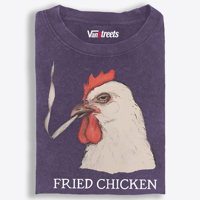 Fried Chicken Last Cigarette Retro Washed T-Shirt | 100% Cotton | Streetwear Essential