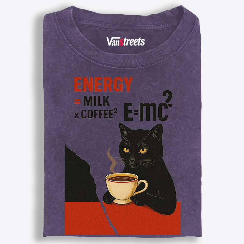 Energy = Milk × Coffee² Retro Washed T-Shirt | 100% Cotton | Streetwear Essential
